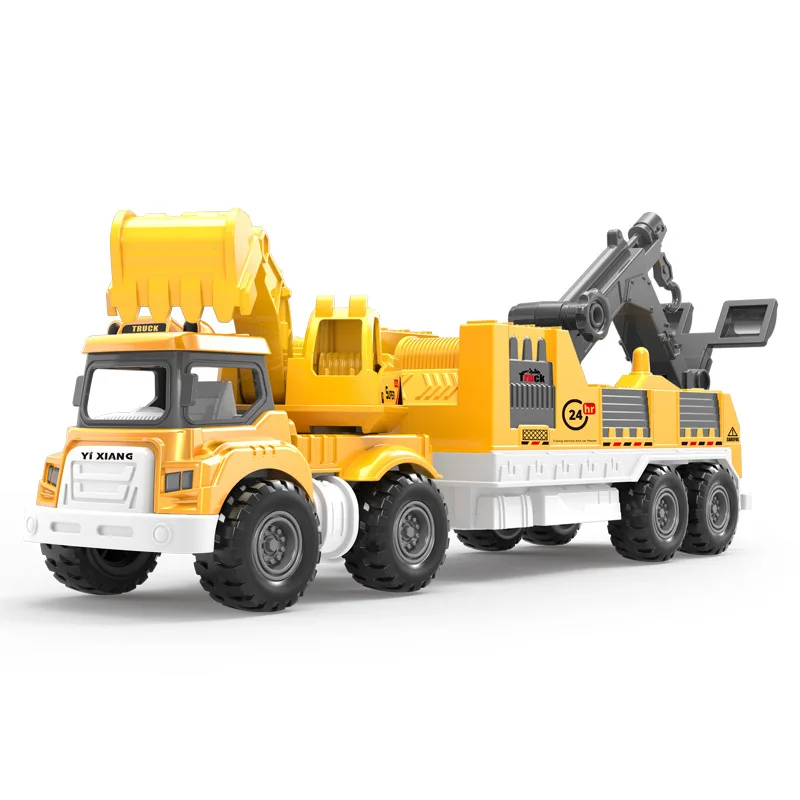 Simulación de aleación de excavación inercial, vehículo de rescate, modelo de remolque, juguete para niños, regalo de cumpleaños B216