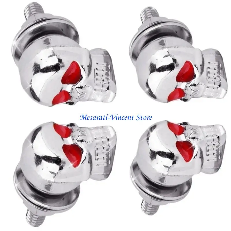 A70F Skull License Plate Frame Screws Fastener Cap Bolt For Vehicles Universal