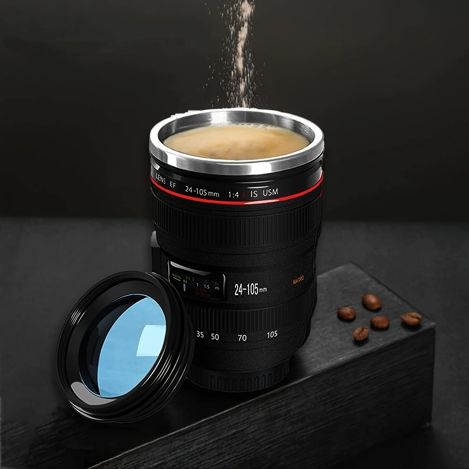 Camera Lens Coffee Mug Stainless Steel Leak-Proof Fun Cup For Photographers Home Supplies Friends Idea Gifts Creative Travel Cup