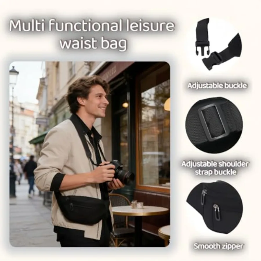 Water-Resistant Fanny Pack with 3 Zipper Pockets - usage example
