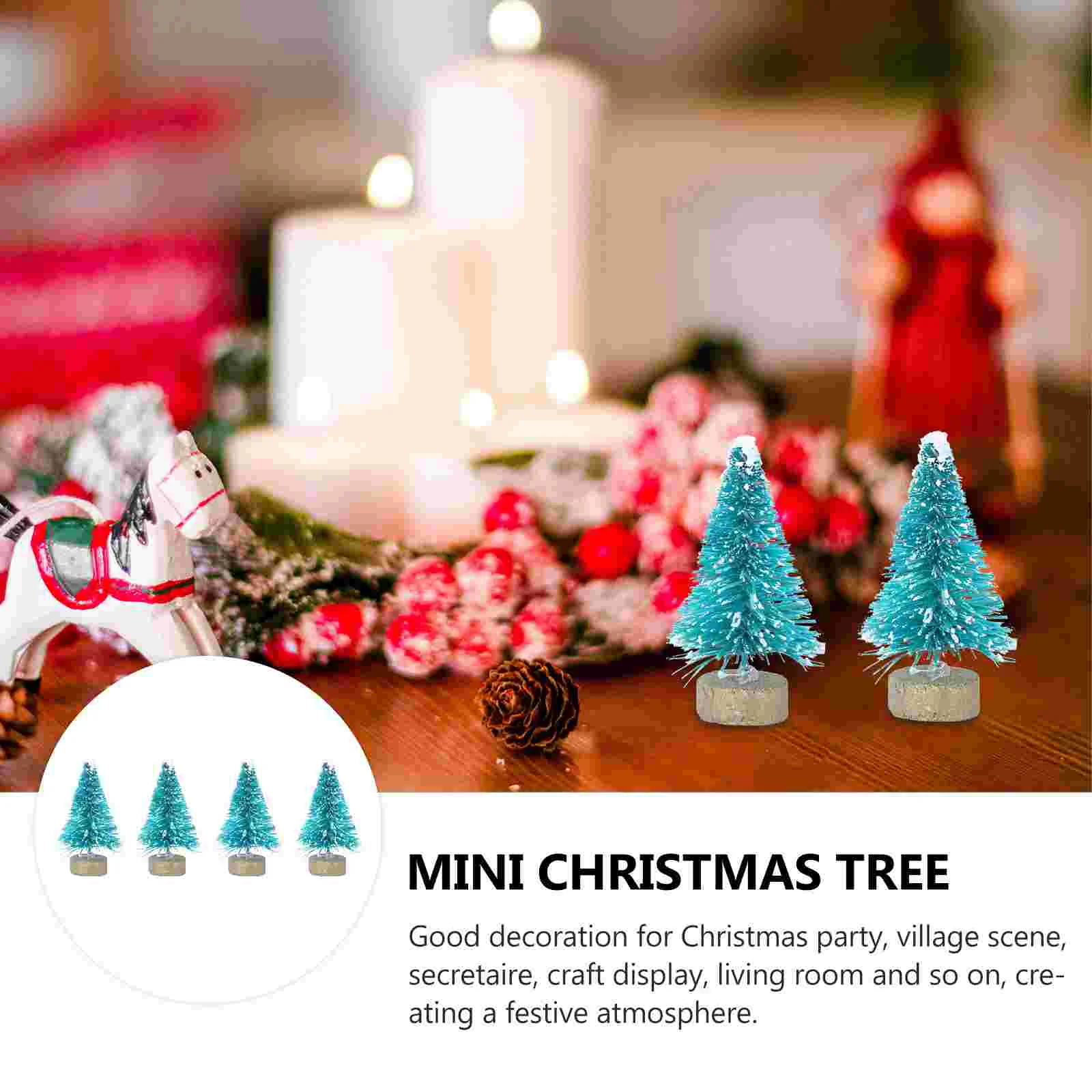 24 Pcs Tiny Sisal Christmas Trees Mini Gold Desk Decor Desktop Artificial Ornament Tabletop Adornment