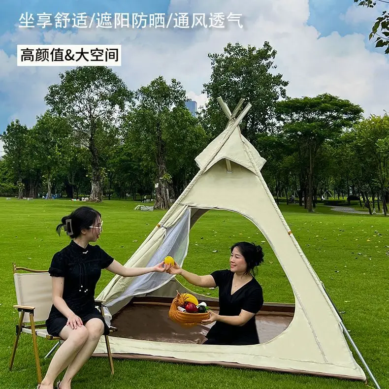 Outdoor autumn and winter camping, camping, thickened, cotton, camp, pyramid tent