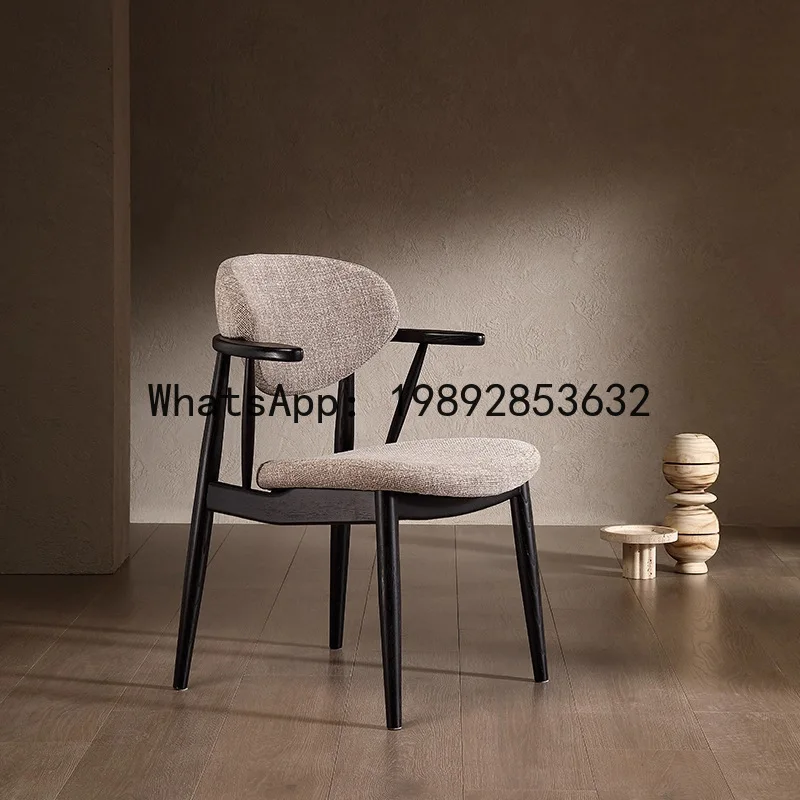 XL Solid Wood Dining Chair with Armrests, White Ash Wood Comfortable Chair for Home, Hotel, and Restaurant with Backrest