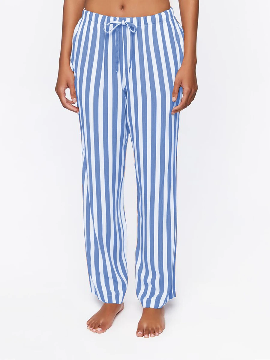 Weiche Pyjama hose für Frauen gestreifte lange Pyjama hose elastische Taille in voller Länge Lounge hose Hose