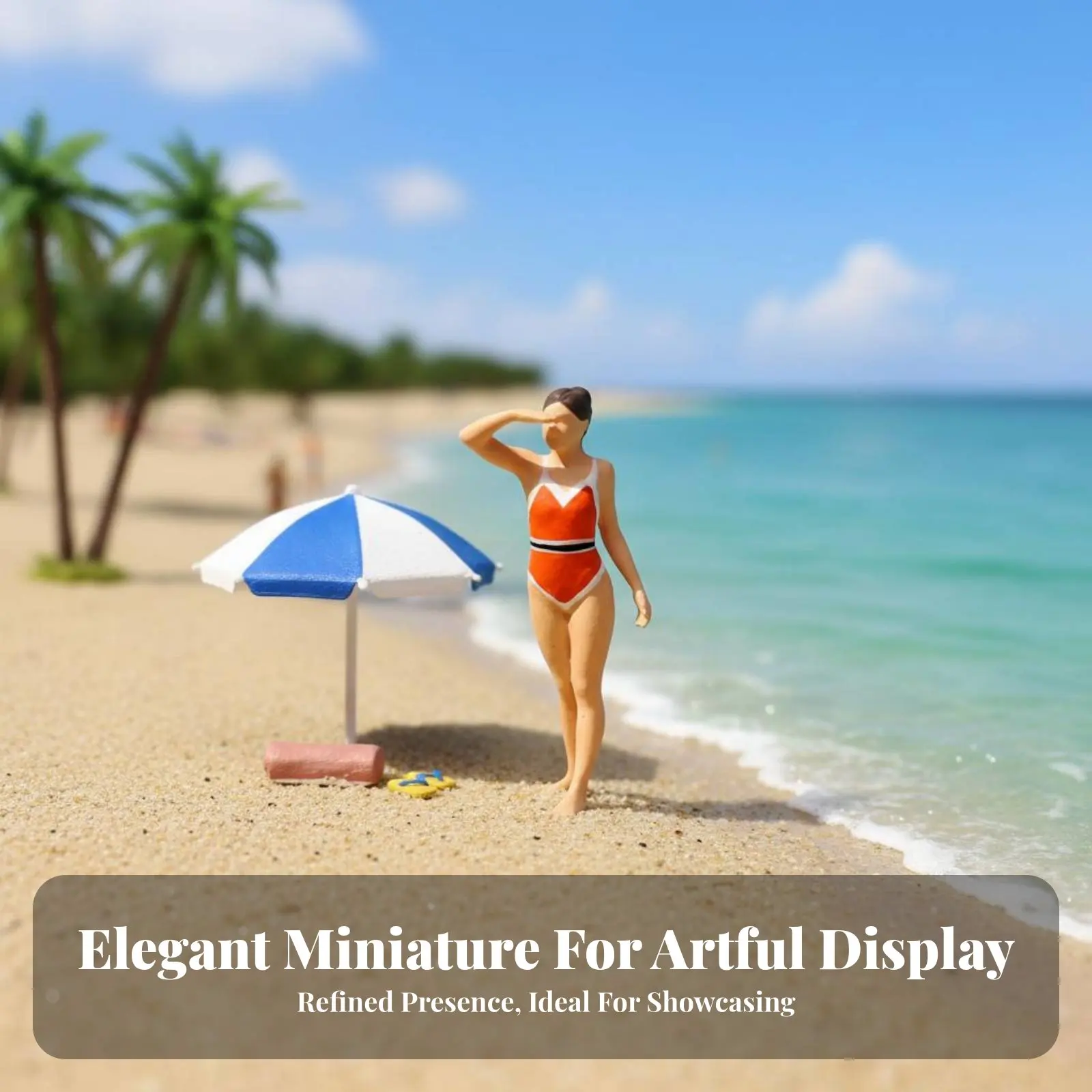 

1:64 Scale Female Figure Collectible Bikini Female Figure Miniature Seaside Setting Figurine High Intricacy Swimsuit Model