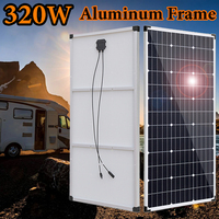 320w 160w solar panel aluminum frame photovoltaic panel 12v battery charger home camper car boat RV balcony 220v 1000w EU Ship