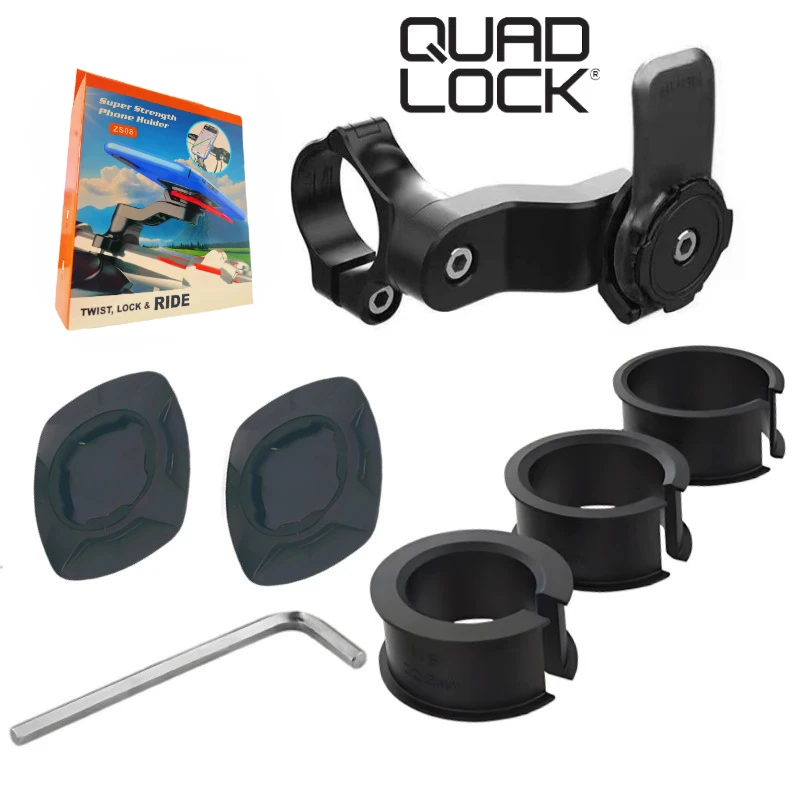 QUAD LOCKMSupporto per telefono per moto, supporto per telefono cellulare per bici anti-vibrazione con smorzatore di vibrazioni, attacco/stacco a sgancio rapido