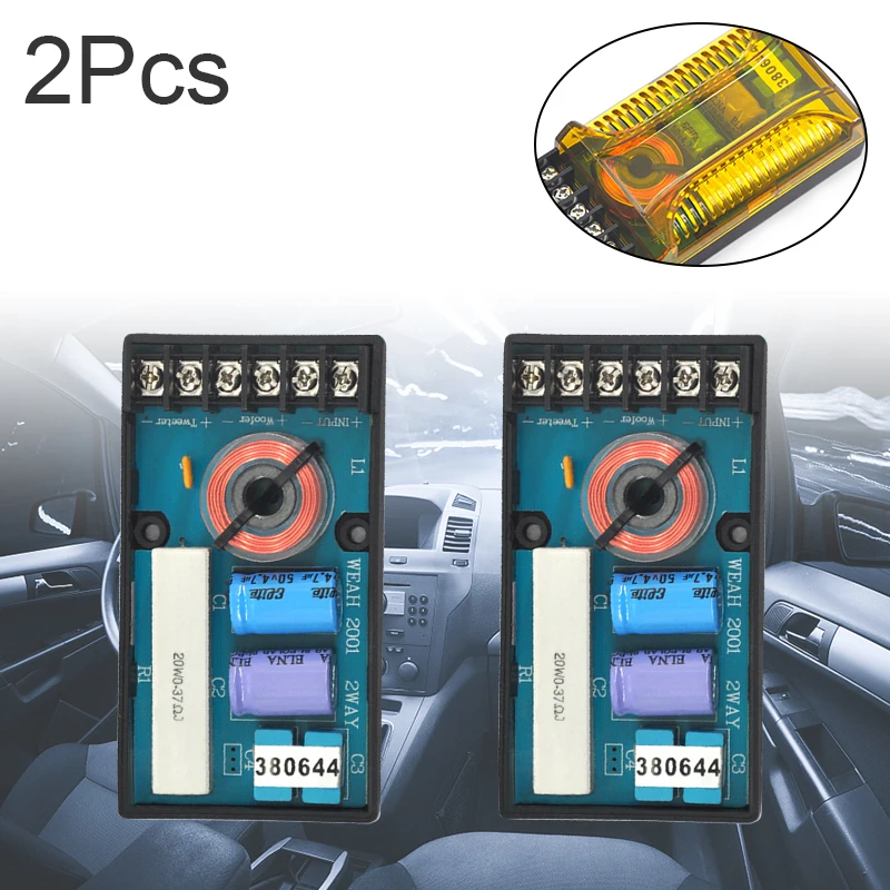 WEAH-2001 2pcs  Speaker Frequency Divider 2 Way Car Audio Speakers Two Crossover Divider Crossover Filter