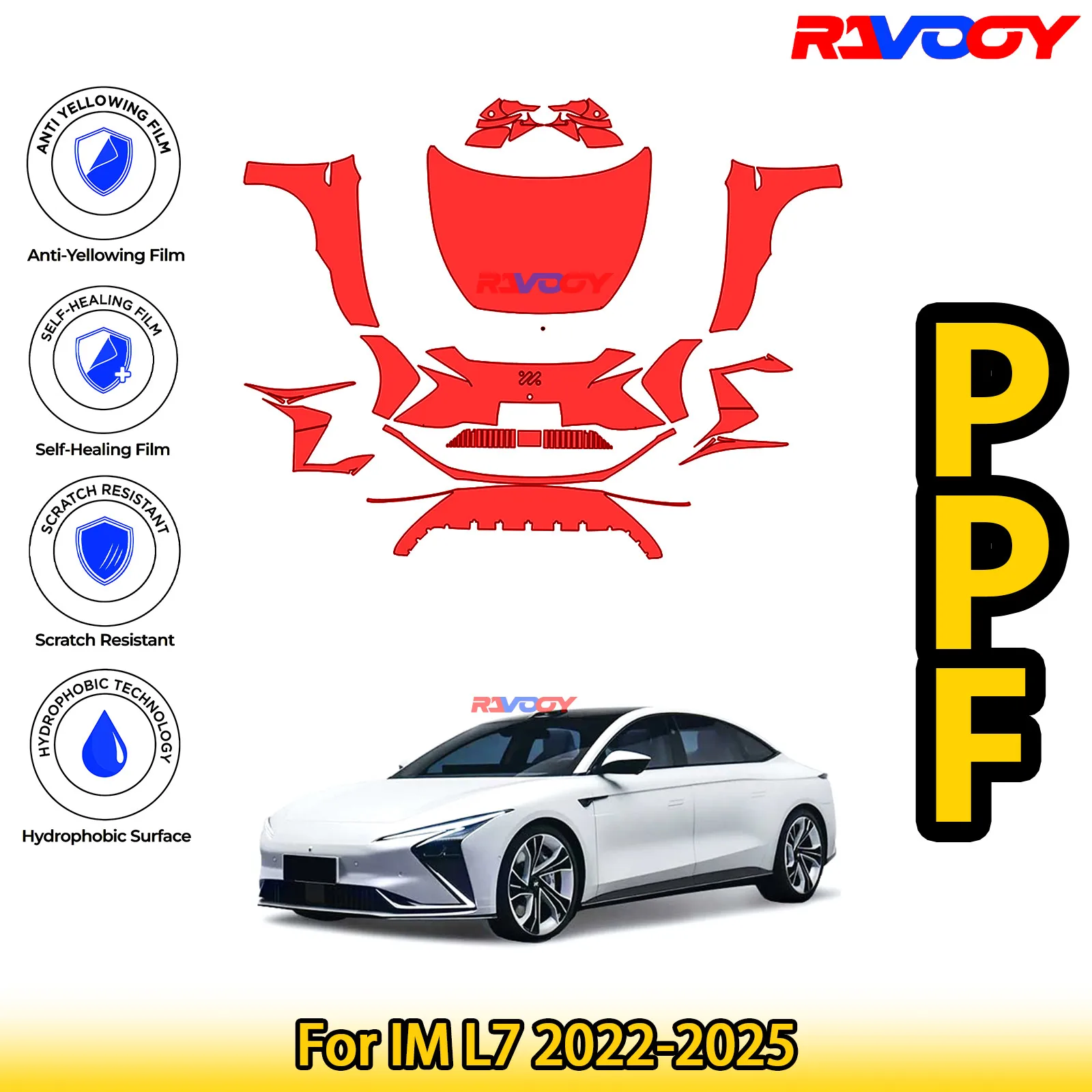 

For IM L7 2022-2025 Glossy Matte Black Precut front PPF Kit Paint Protection Film