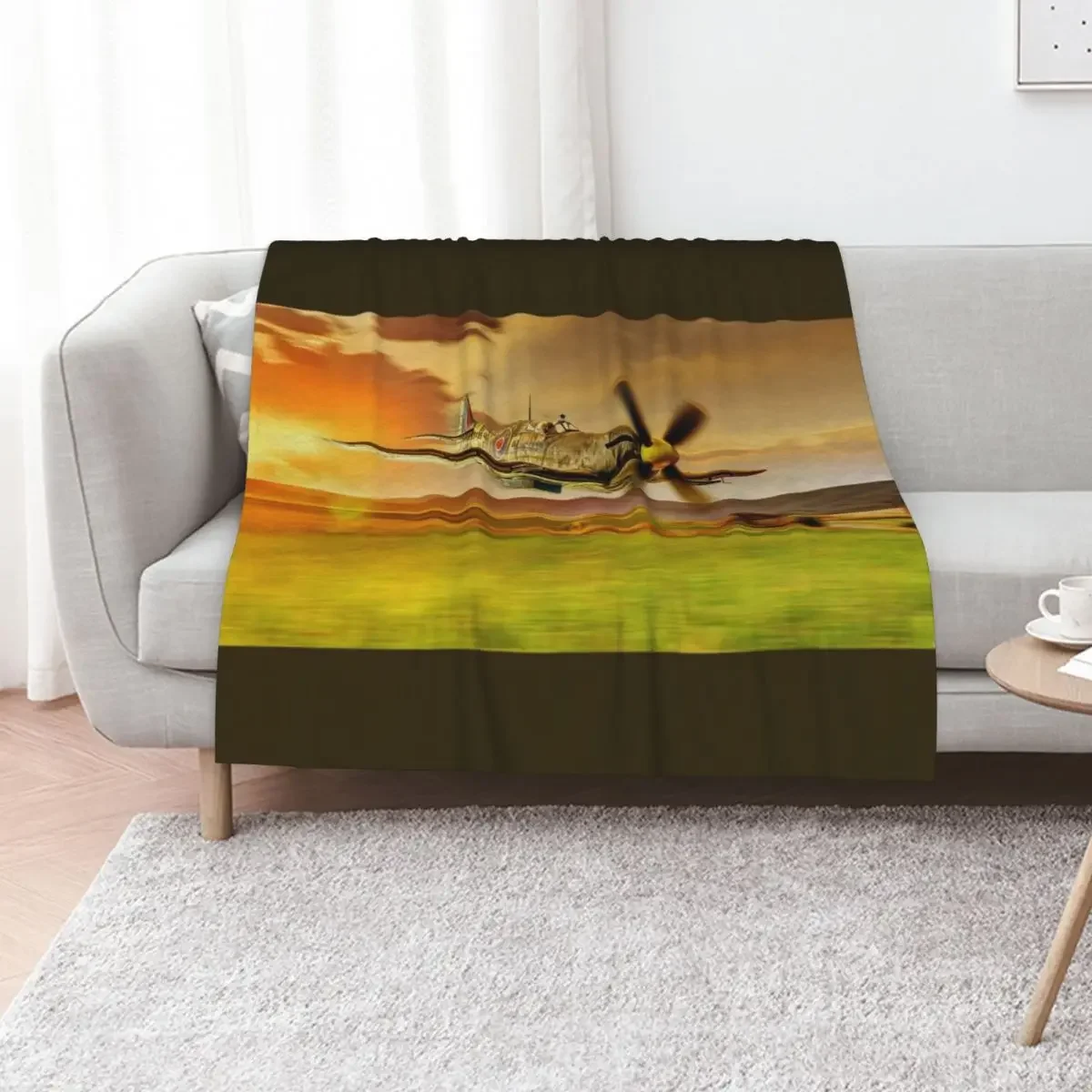 

Spitfire Flying Low 01 Throw Blanket Camping Soft Big Plaid Hair Blankets