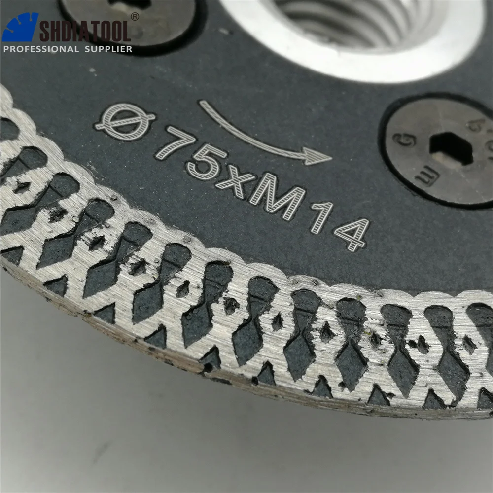 SHDIATOOL 2 pezzi 75mm pressato a caldo Mini Mesh Turbo Rim diamante incisione lame per sega con dischi rimovibili M14 flangia