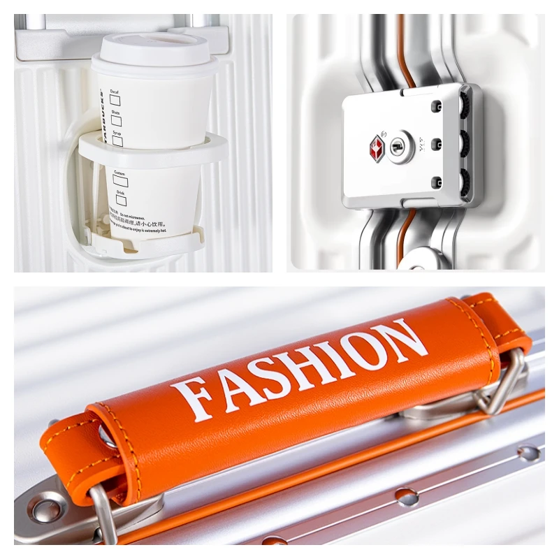 18inch Carry-on Suitcase with Colorful Spinner Wheels Aluminum Frame Travel Boarding Rolling Luggage High Quality PC Material