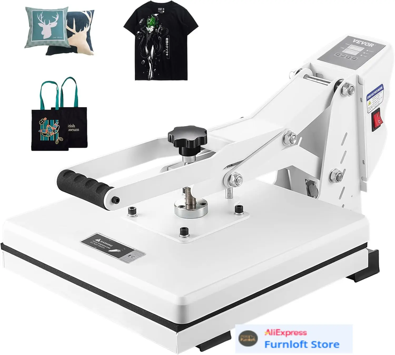 Heat Press, 15x15 Heat Press Machine, Fast Heating, High Pressure Heat Press Machine for T-Shirt, Easy to Use, White