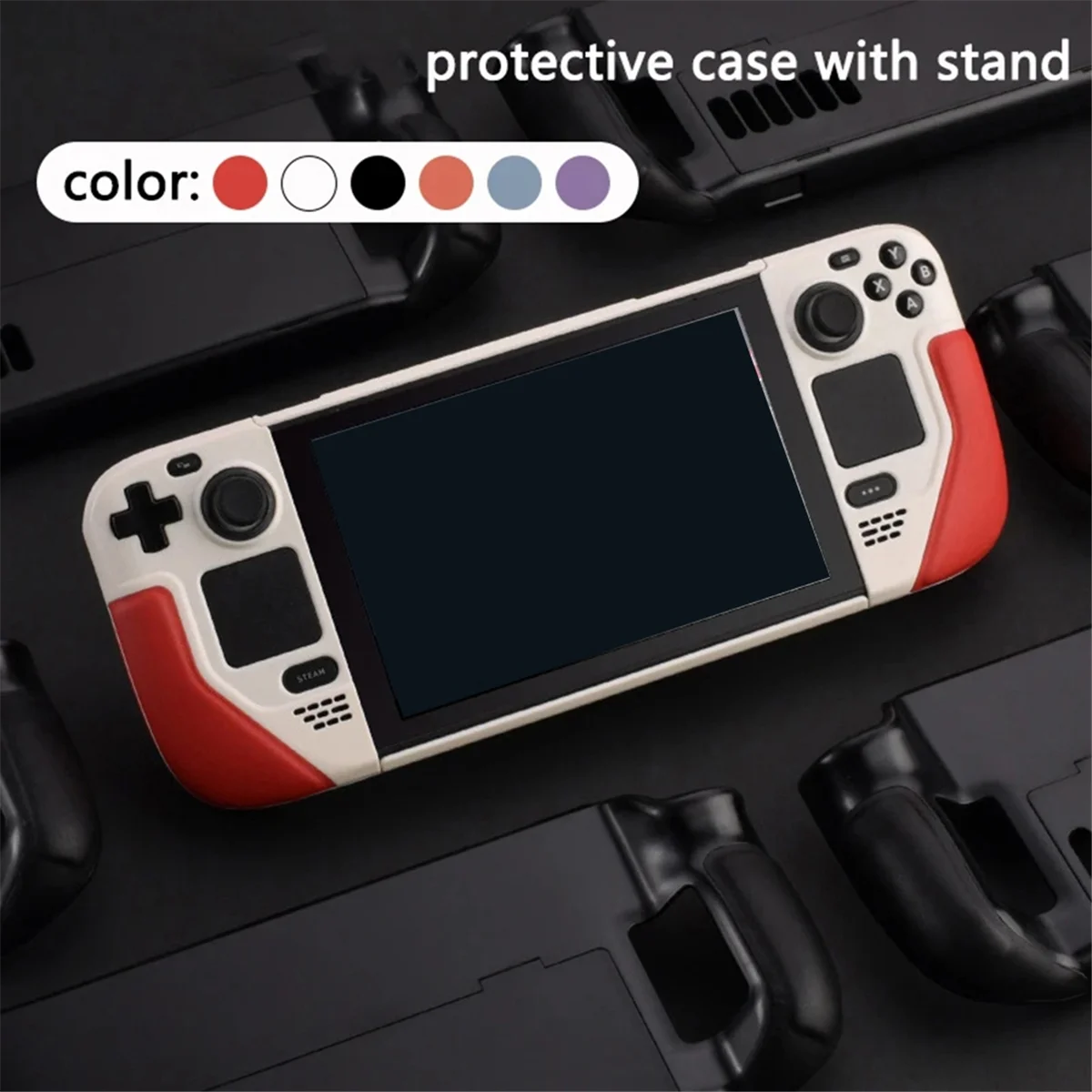 ABKM スチームデッキ用保護ケース 牛革 フルラップ ホスト保護グリップ 滑り止めカバー ハードシェルブラケット D