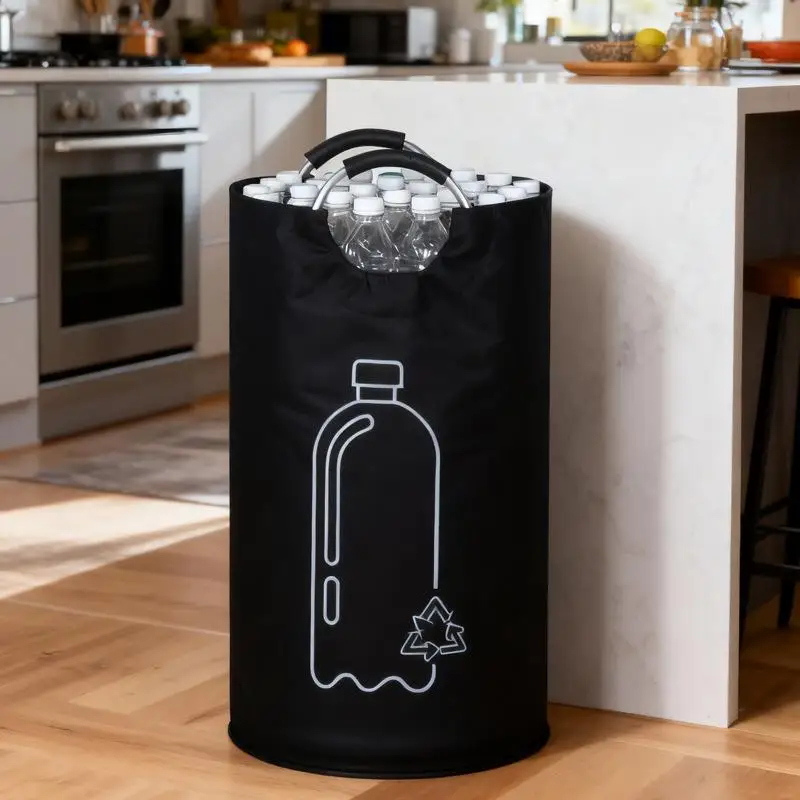 Bottle & Can Collector 82L Folding Storage Basket with Sturdy Handle, Ideal for Sorting Recyclables Before Taking to the Center