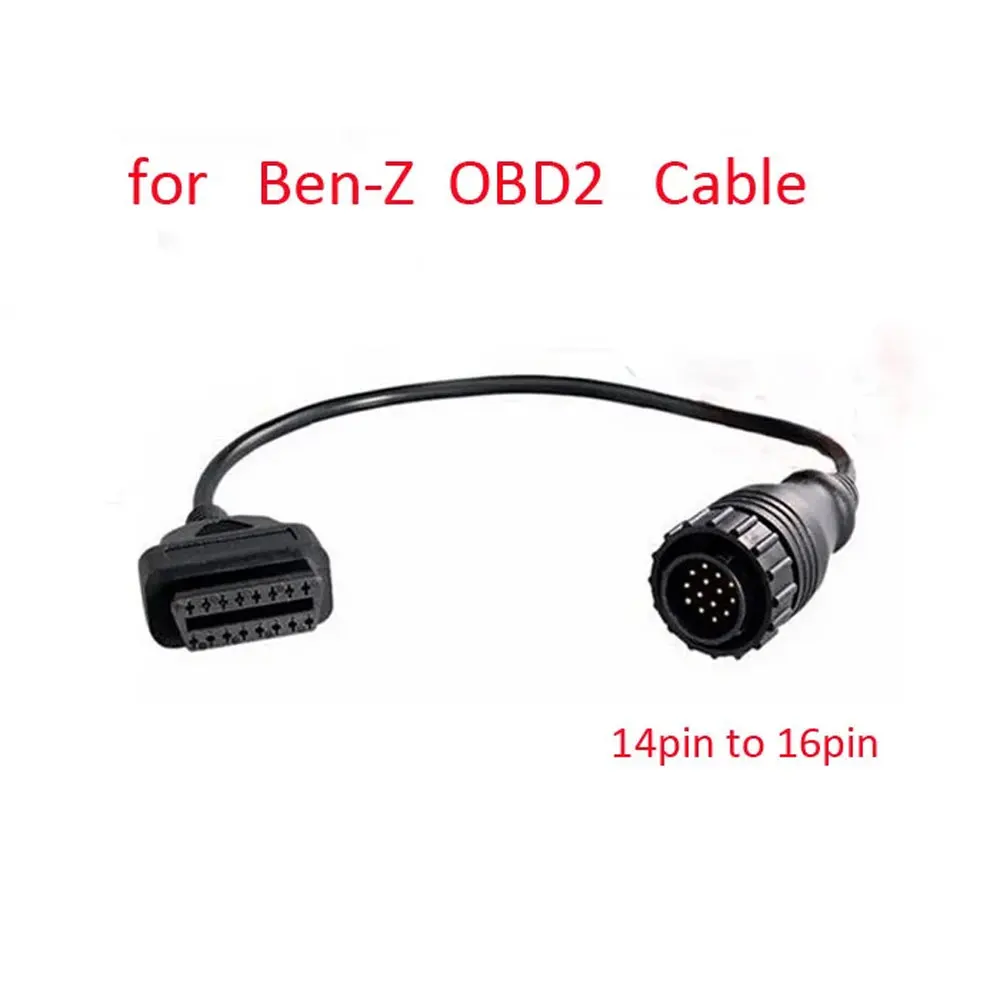 For Mercedes Benz MB OBD Connect 14 Pin Male to OBD2 OBDII DLC 16 Pin 16pin Female Connection Adapter Cables Diagnostic cable