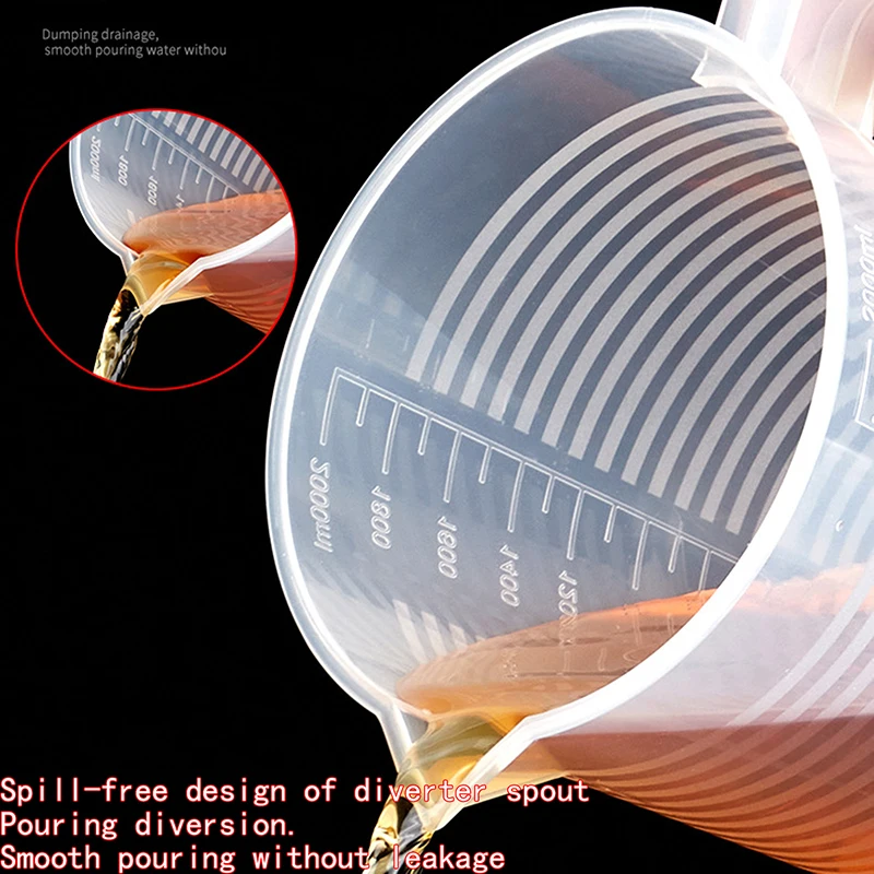 1PC 1000ML Non-stick Silicone Measuring Cup Food Grade Household Graduated Cups Kitchen Baking Measuring Tools High Volume