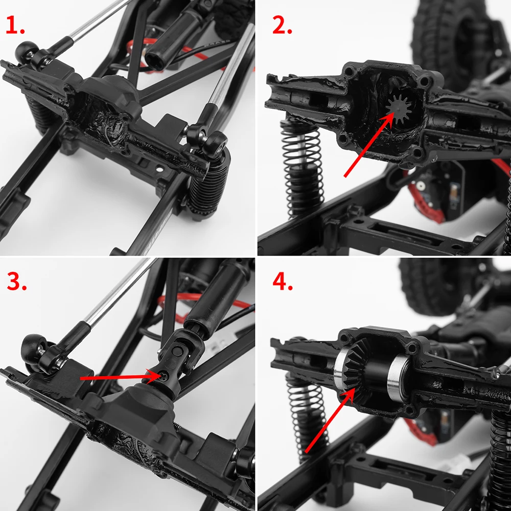 MIBIDAO 24T + 12T 40CR FMS FCX18 1/18 FCX24 1/24 RC 자동차 업그레이드 부품 용 스틸 액슬 기어