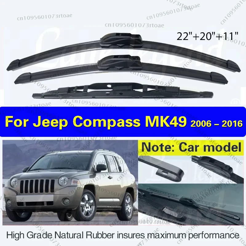 

Wiper Front Rear Wiper Blades Set Kit For Jeep Compass MK49 2006 - 2016 Windshield Windscreen Window Car Rain Brush 22"+20"+11"