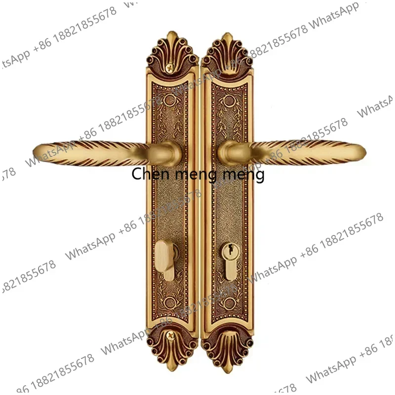 Solid Brass Door Lock Modern Europen Fashion Entrance Gate Locks Golden Interior Room Wood Panel Gold Handle Lockset