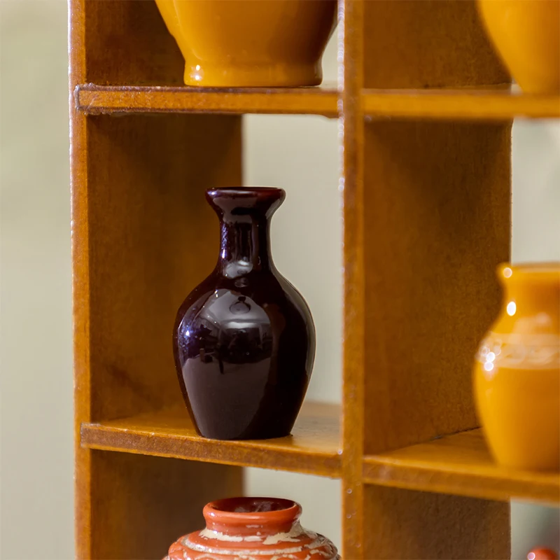 Casa de muñecas en miniatura, 6 piezas, 1:12, vino, Altar, té, maceta de arcilla, florero, modelo de casa de muñecas, decoración de escena,