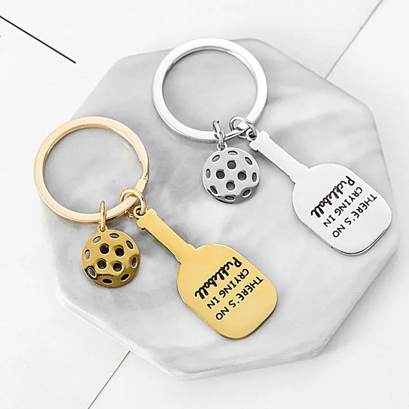 Pickleball Decorations Sports Theme Stainless Steel Keychain Inspirational Pickleball Sports Keychain Car Key Accessories For