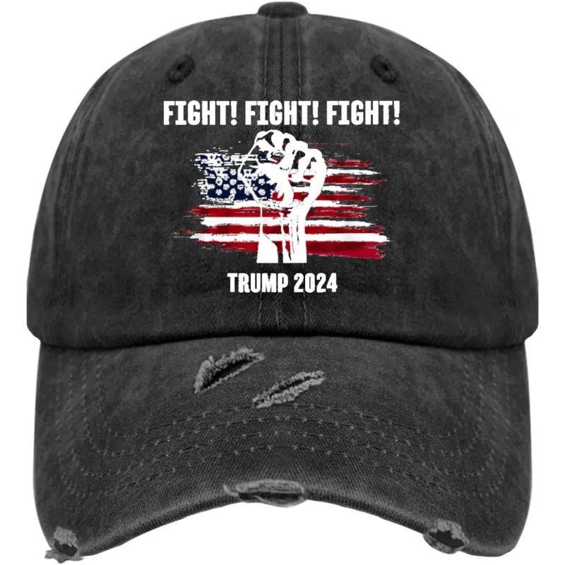 

Trump Rally Campaign 2024 Fights Fights Fights Hats for Womens Washed Distressed Baseball Caps