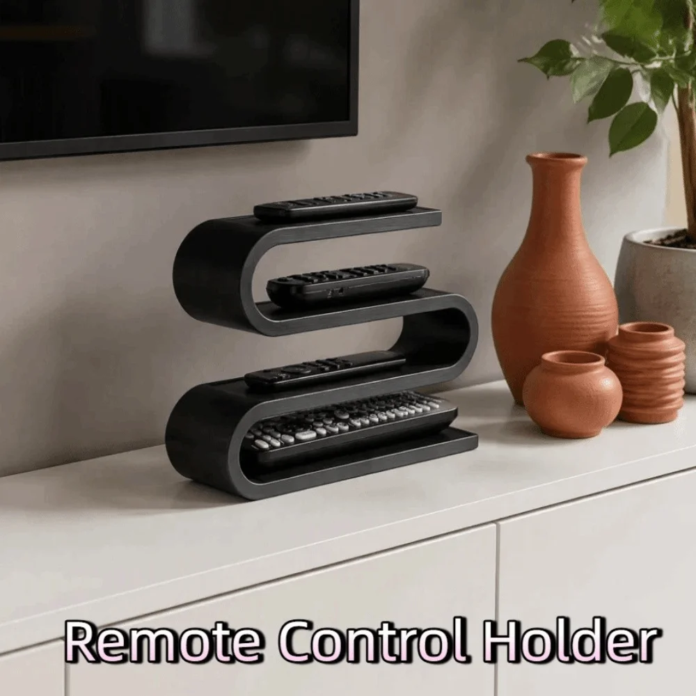3D Printed Remote Control Holder Multi-slot Multi-layer S Shape Desk Storage Rack Sleek Curved Design Utility Rack Bedroom