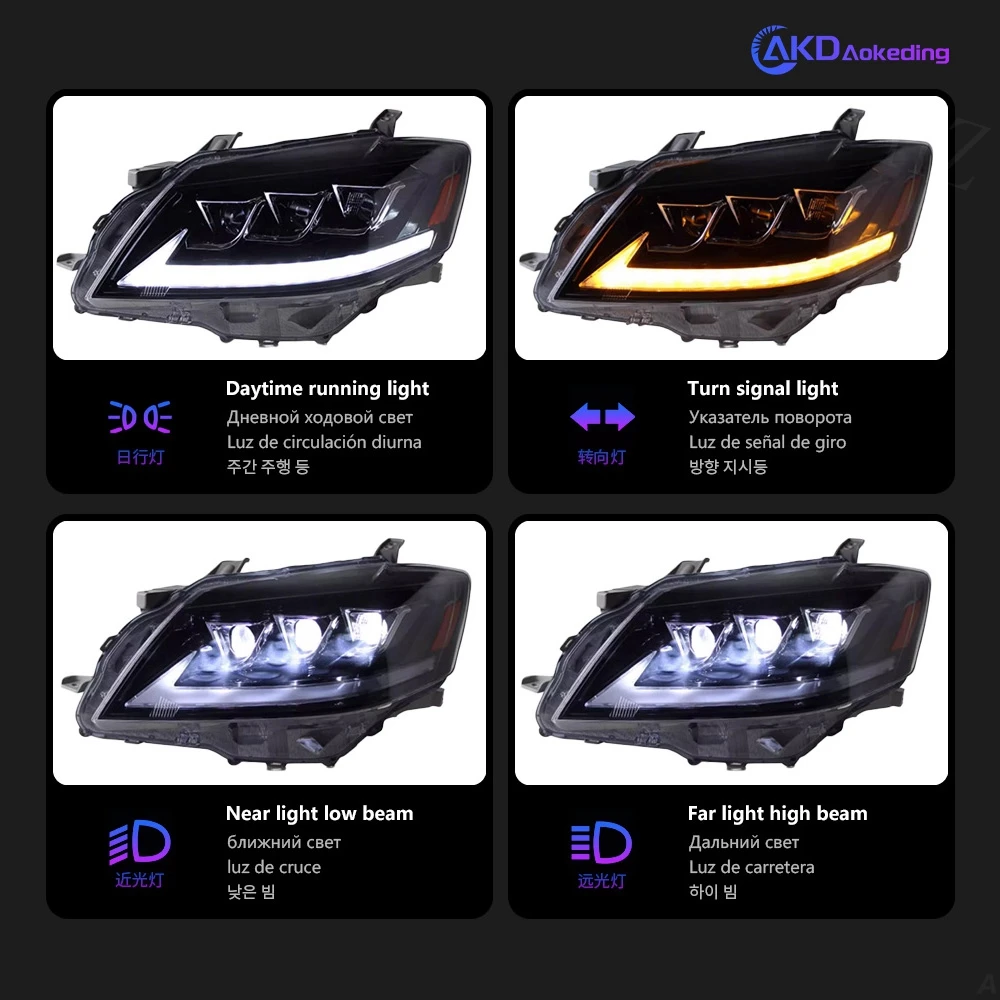 Headlight For Toyota Camry 2006-2012 автомобильные товары 12V H7 LED 2 PCS Light AKD Car Decorations Accessories Camry Head Lamp