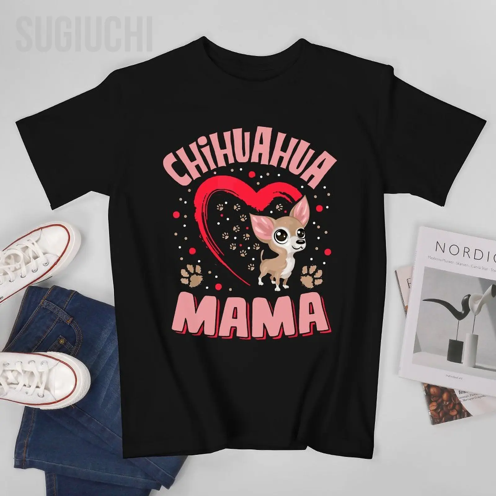 Unisex Men Chihuahua Mama Pet Lover Apparel Dog Chi-chi Mom Present Tshirt Tees T Shirts Women Boys 100% Cotton T-Shirt