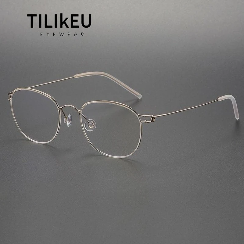

Denmark Retro Oval Screwless Air Titanium Glasses Frame Trend Men and Women Thin Rim Prescription Ultralight Eyeglasses Eyewear