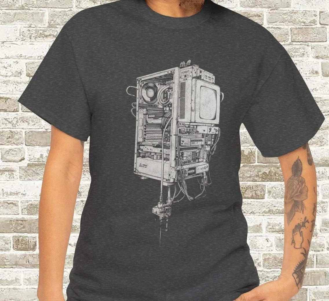 Camiseta Vintage de ingeniero informático, desarrollador electrónico, Hack, diseño Retro, boceto Techno Nerd Chic Geek, tecnología Fan, camiseta de Nerd