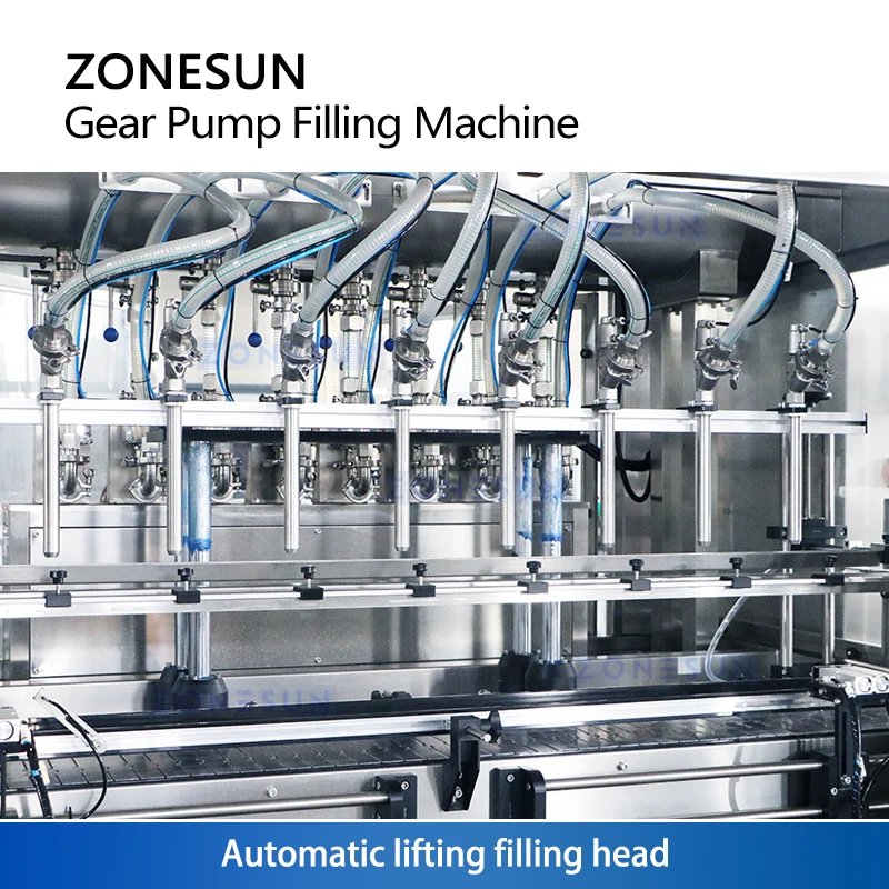 Zonesun Riempitrice automatica per pasta spessa Riempitrice per pompa a ingranaggi Riempitrice per liquidi servo Riempitrice per 8 teste ZS-VTGP8D