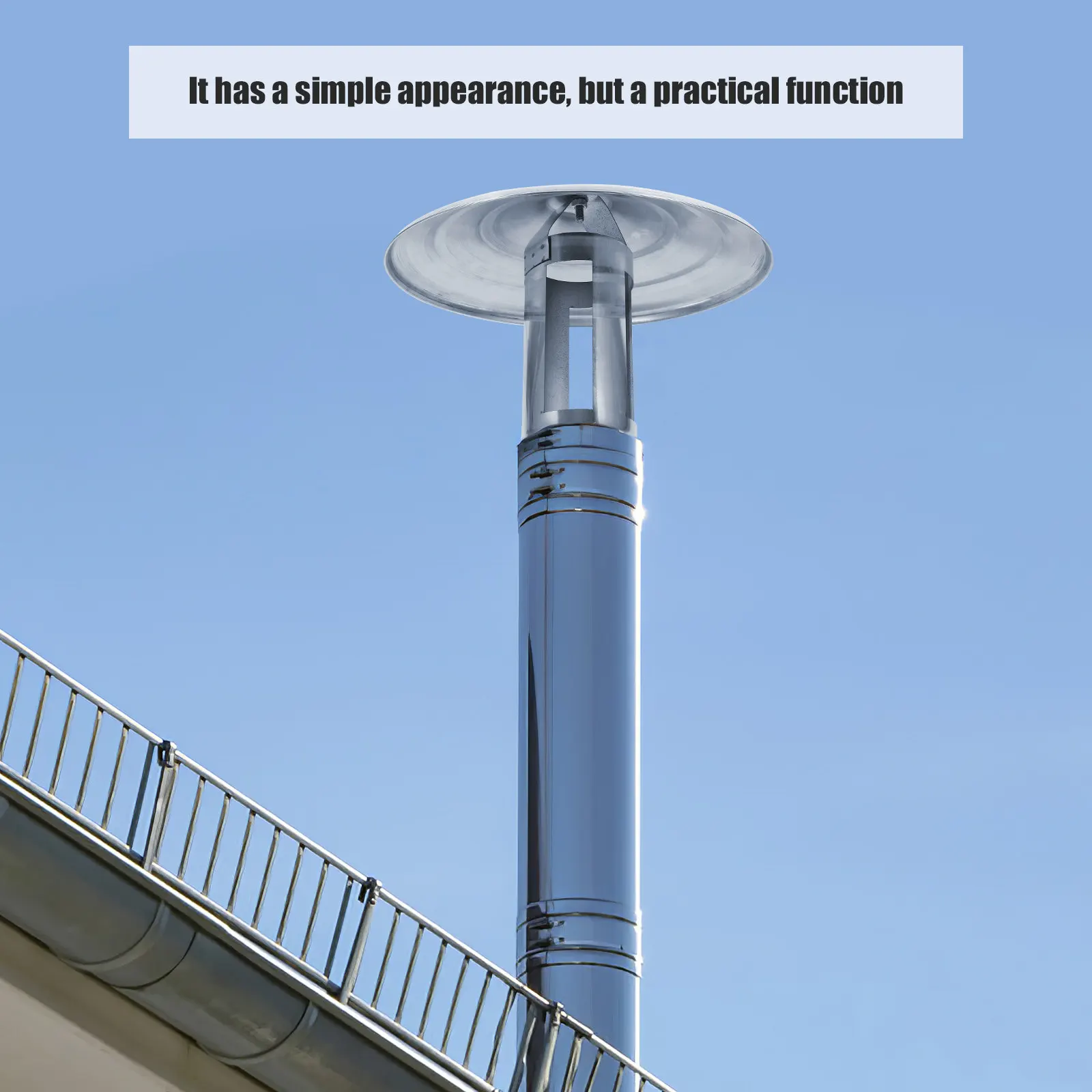 Stainless Steel Chimney Rain Cover Windproof Roof Vent Cap Easy Install Chimney Protector for Fireplace Funnel