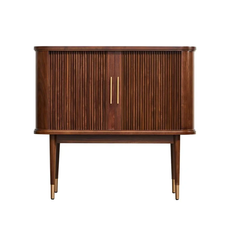 

Black walnut chest, simple log roller shutter, all solid wood, bedroom side cabinet, living room locker