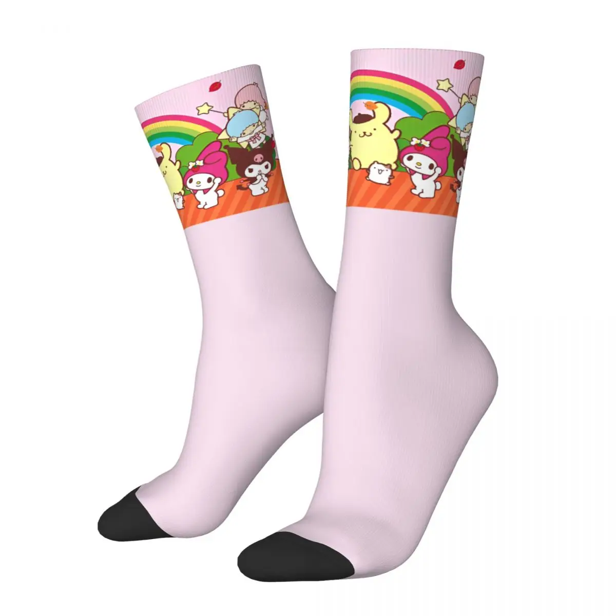 Hello Kitty And Friends-Calcetines informales para hombre, medias antideslizantes, cálidos, suaves, estampados de Halloween, para exteriores, Invierno