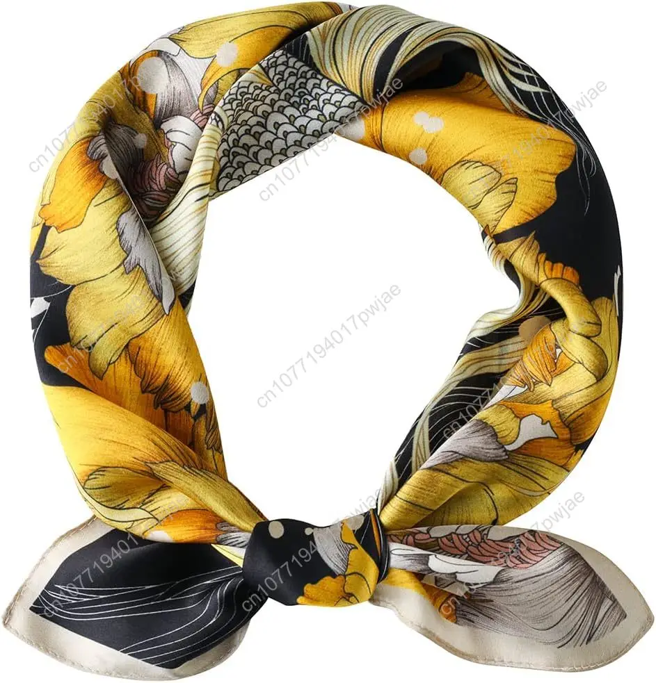 

100% Pure Mulberry Silk Square Scarf-27''x27"Lightweight Hair Scarves Headscarf Night Sleeping with Gift Packed