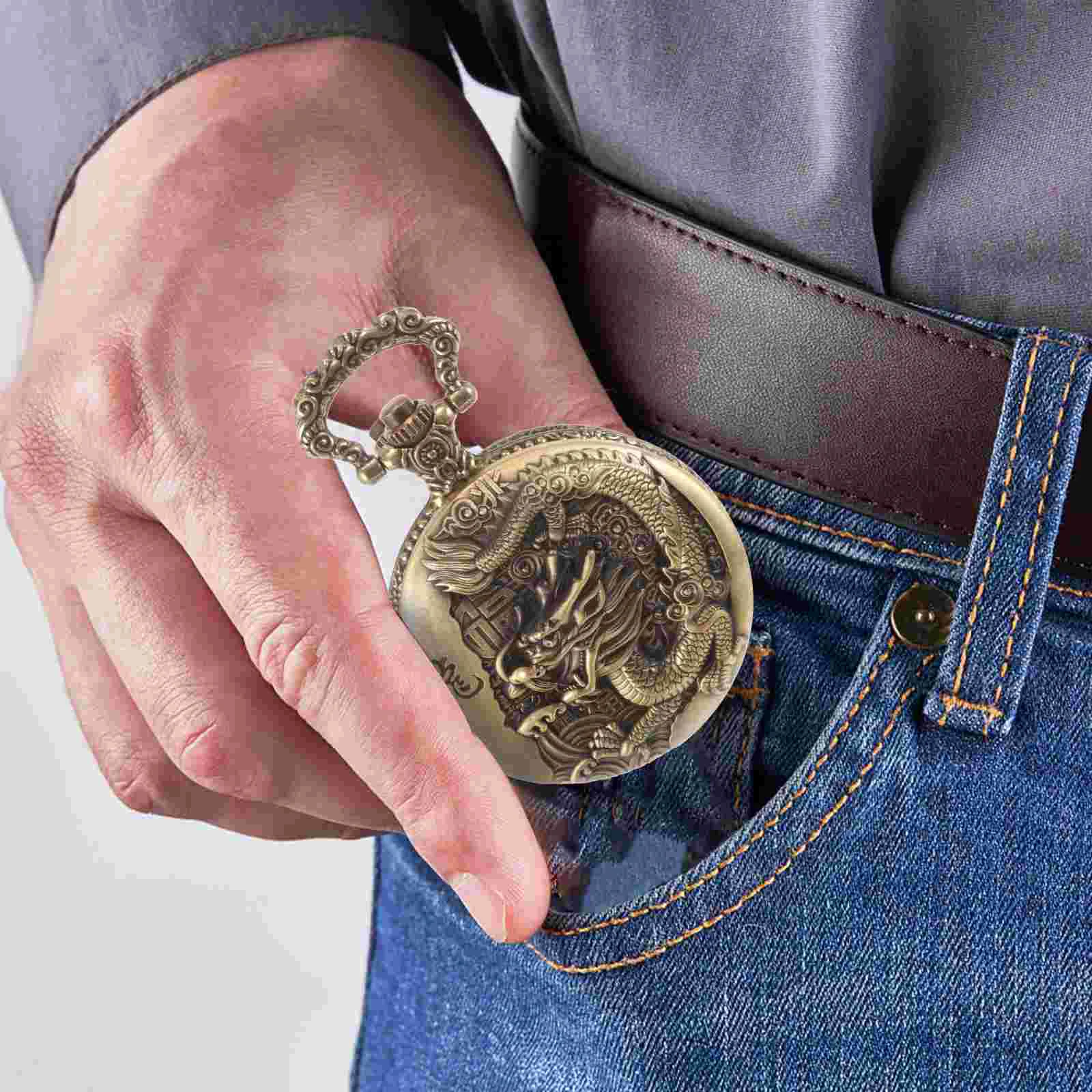 Pocket Watch Toys Buckle Watches for Men with Chain Only Elderly Vintage Retro