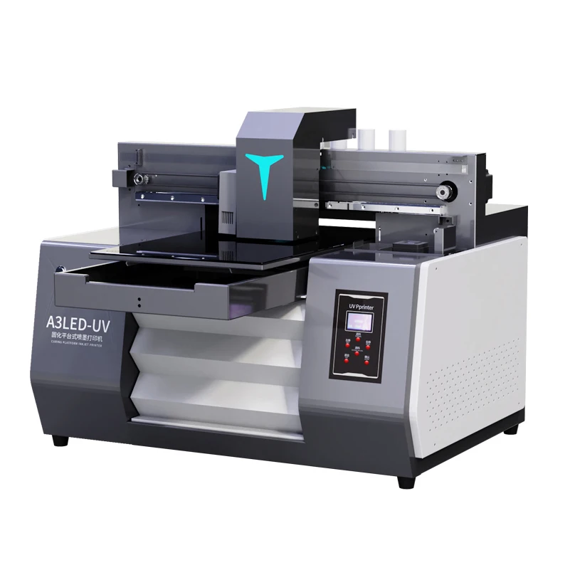 High Resolution Mini Digital UV Printer A3 UV Flatbed Printer Lingya A3 Desktop Inkjet Printer for Lel Sticker Printing
