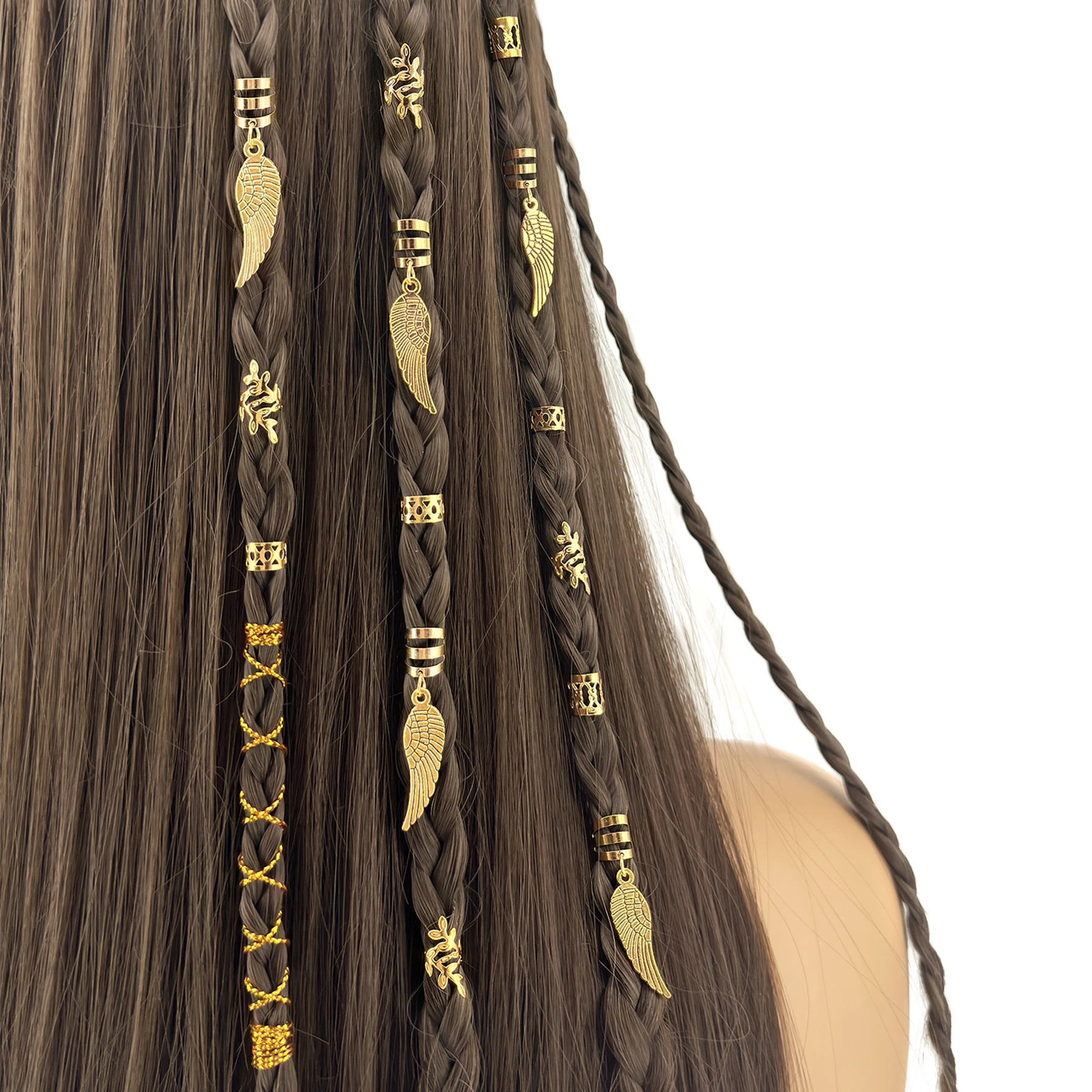 36pcs Alloy Braiding Ring Set, Eagle Wing Shaped Dreadlock Hair Rings, Unique Hairpins Accessories For Women Girl