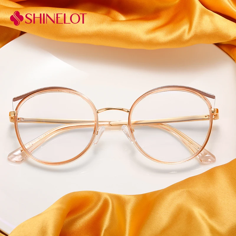 

82116 Cute Women Round Eyeglasses Prescription Frame Lady Bluelight Blocking Glasses Beauty Eyewear Delicate Girlfriend Gift