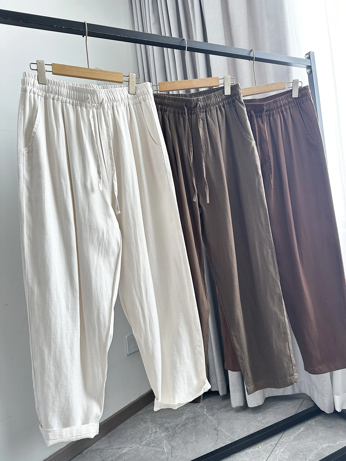High Luxury Men's Loose Straight Leg Pants Lenzing Lyocell Fiber Blend Summer Casual Trousers Draped Wide Leg Fashionable