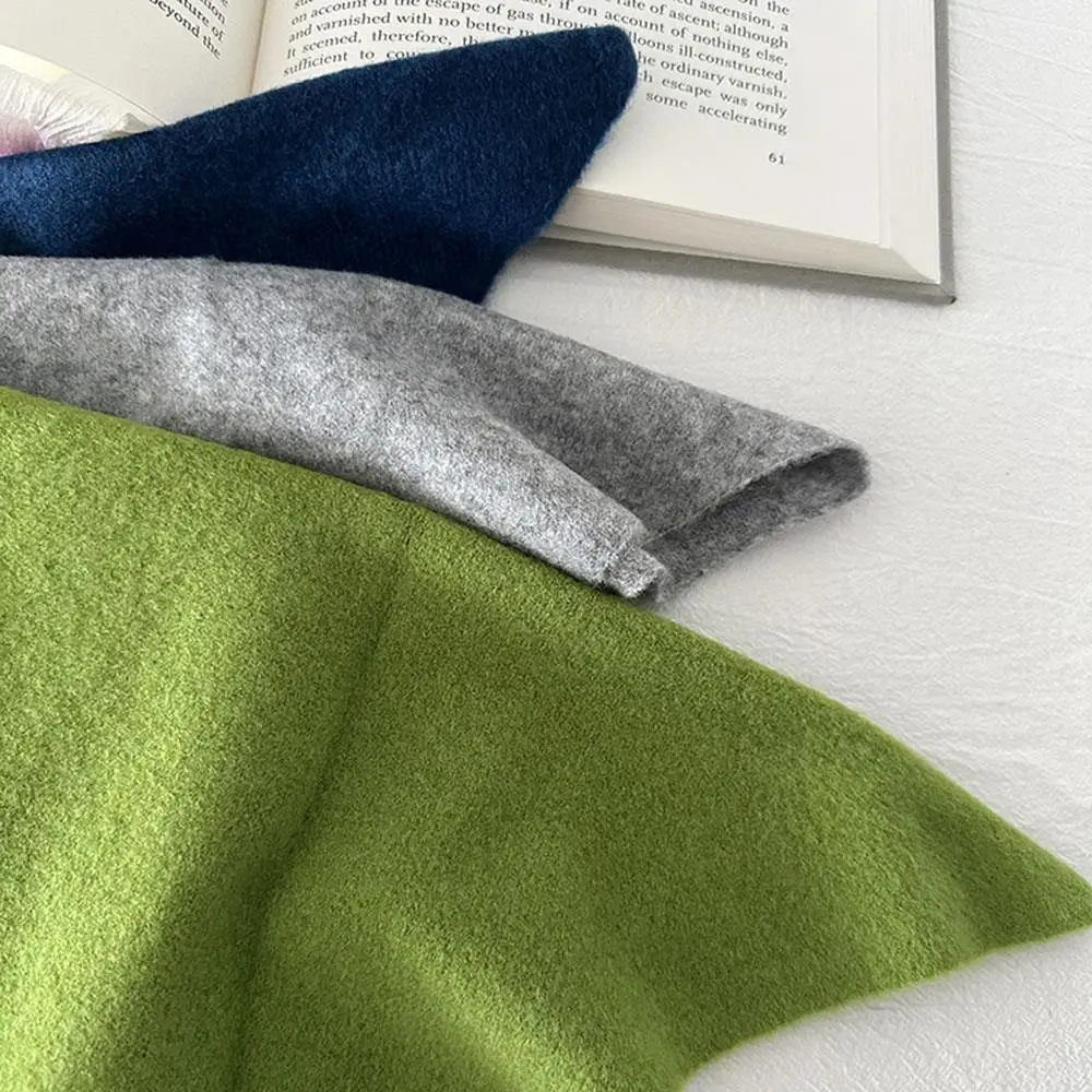 

Winter Knitting Triangular Scarves Women Hijabs Solid Color Small Shawl Neck Protection Scarves Multi-functional Warm Headscarf