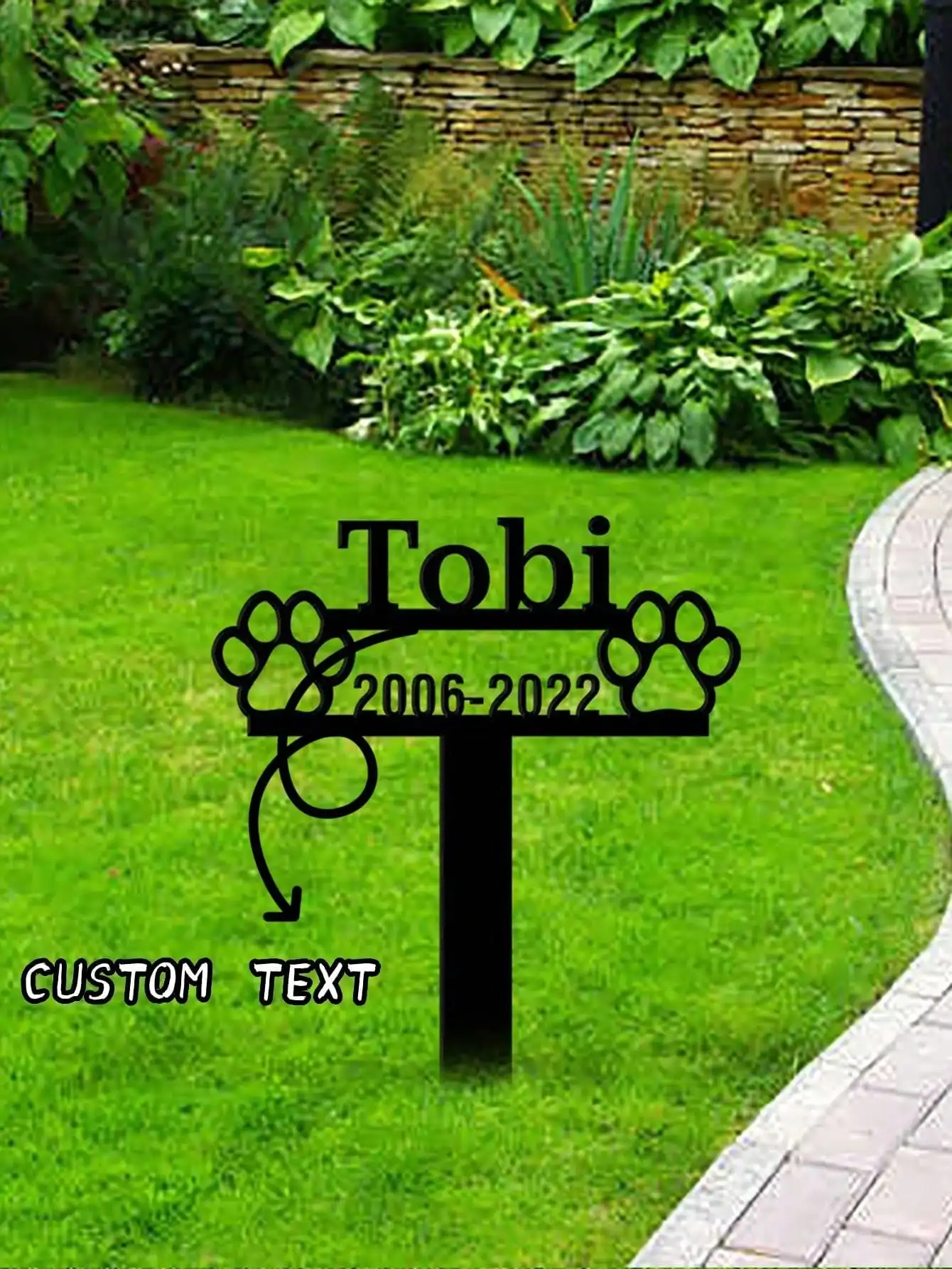 

Custom Name Pet Memorial Garden Stake, Dog Paw Print Plaque, Personalized Sympathy Gift for Dog Mom