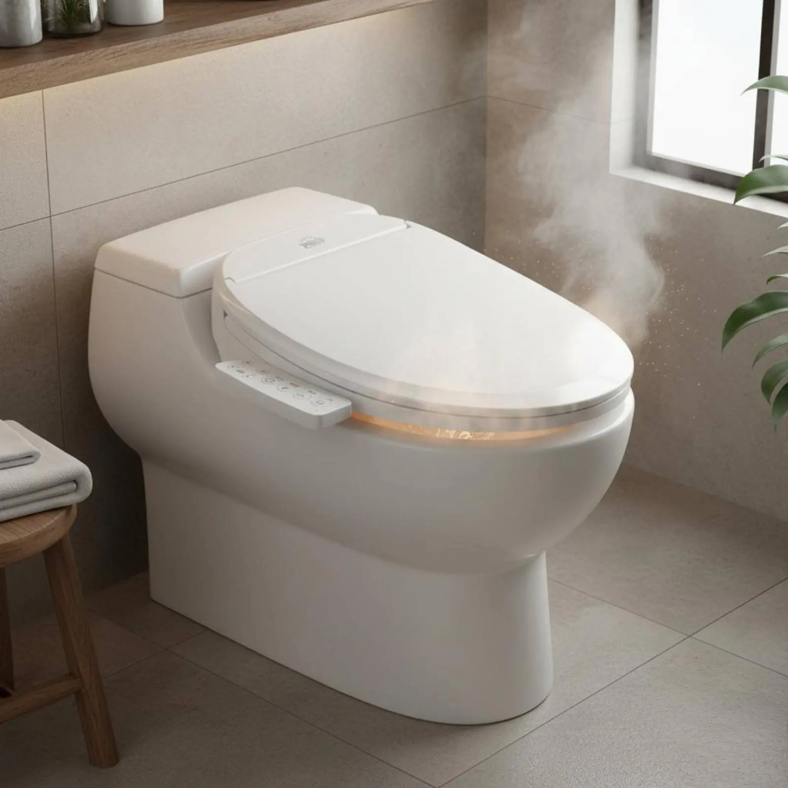 Bidet Toilet Seat Temperature Control Heated Bidet Toilet Bathroom Fixture Self-Cleaning Nozzle Autolift Lid view 2