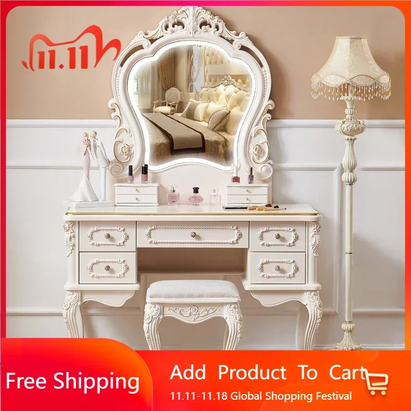 Kids Baby Wedding Dresser Table Men Beige Legs Make Up Storage Dressing Table White Drawers Penteadeiras De Maquiagem Funiture