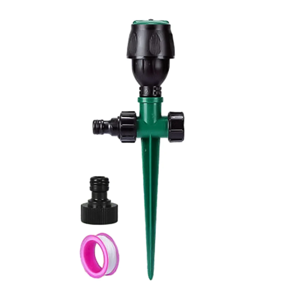For 360 Degree Rotating Adjustable Lawn Sprinkler for Garden Grass Irrigation with Dual Inlets and Ground Nail Stabilization