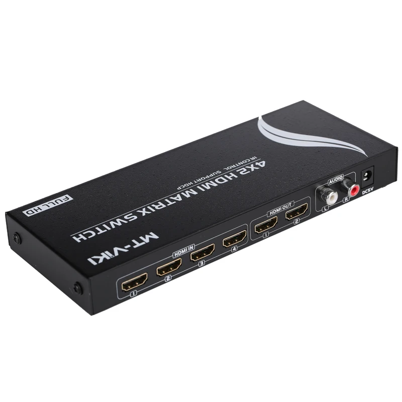 HDMI matrix Switcher 4x2 4 in 2 Out 4 Input 2 Output with IR Remote Control 4x2 HDMI matrix Switch