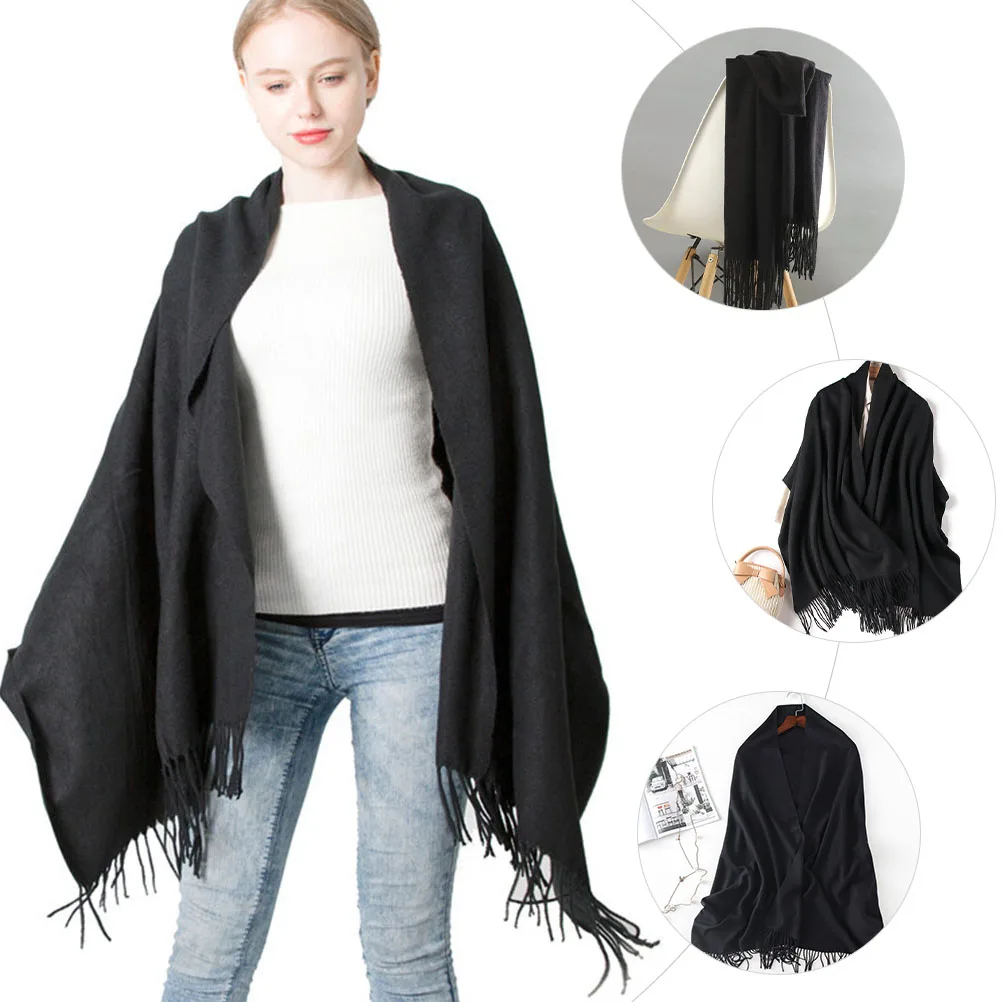

Women Poncho Stylish Warmth Scarf Winter Supply Warm Keeping Soft Large Poncho Cape Wrap Winter Shawl Scarf Warm Windproof Shawl
