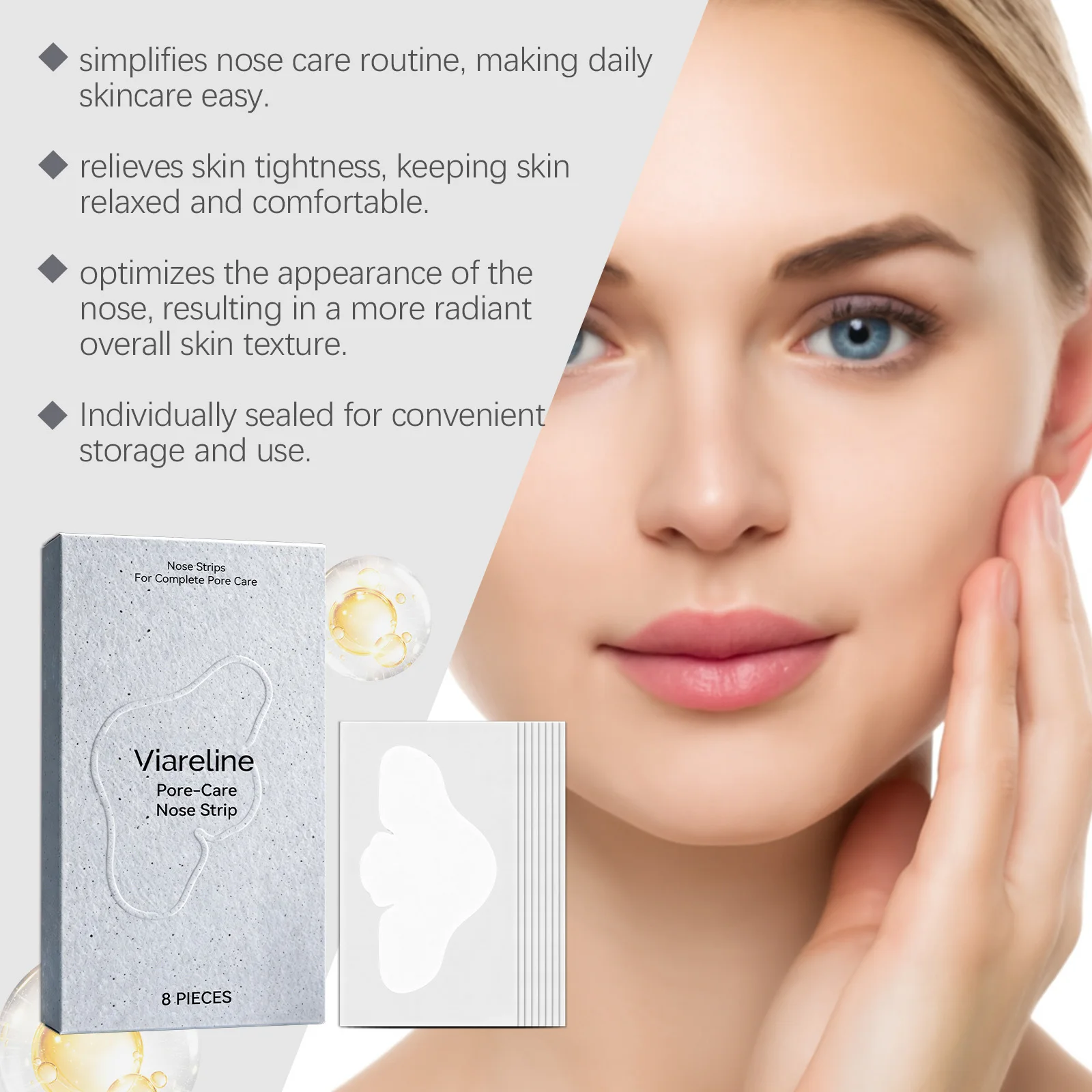 Viareline Hydrocolloid Nose Strips Nicotinamide Acid Deep Pore Cleansing Blackhead Removal Brighten Pore Repair Nose Mask Paper